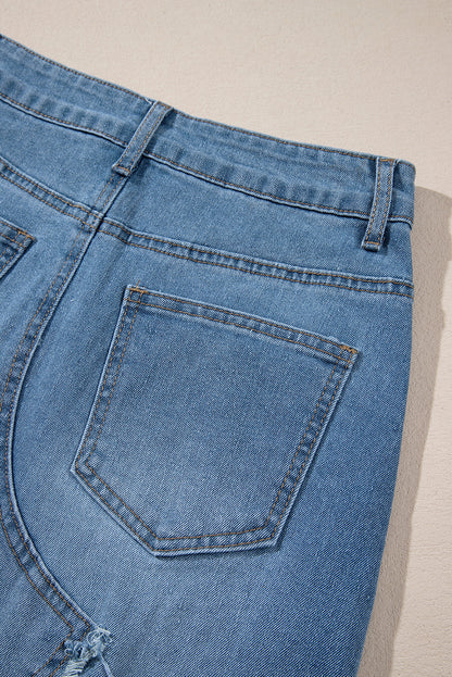 High Rise Denim Blue Jean Midi Skirt