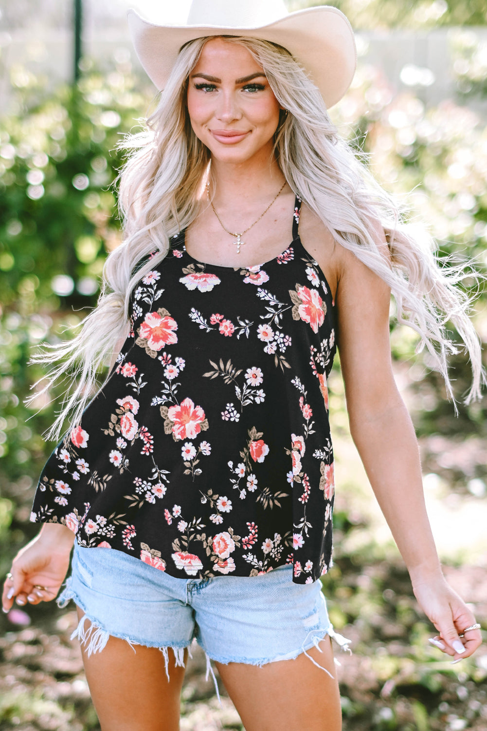 Sleeveless Floral Print Tank Top