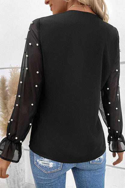 Long Sleeve Button-down Black Blouse