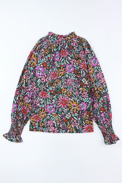 Long Sleeve Floral Print V-neck Top