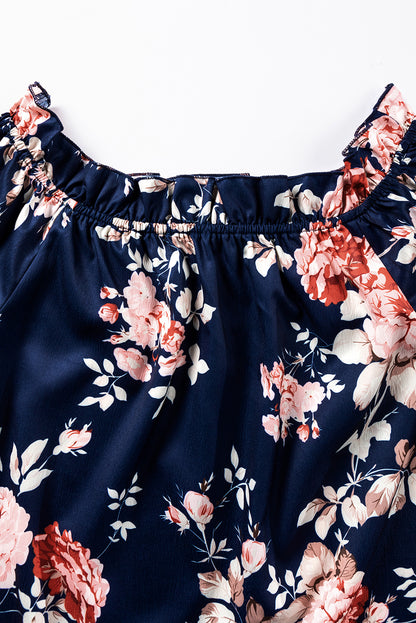 Short Sleeve Off Shoulder Floral Print Blouse