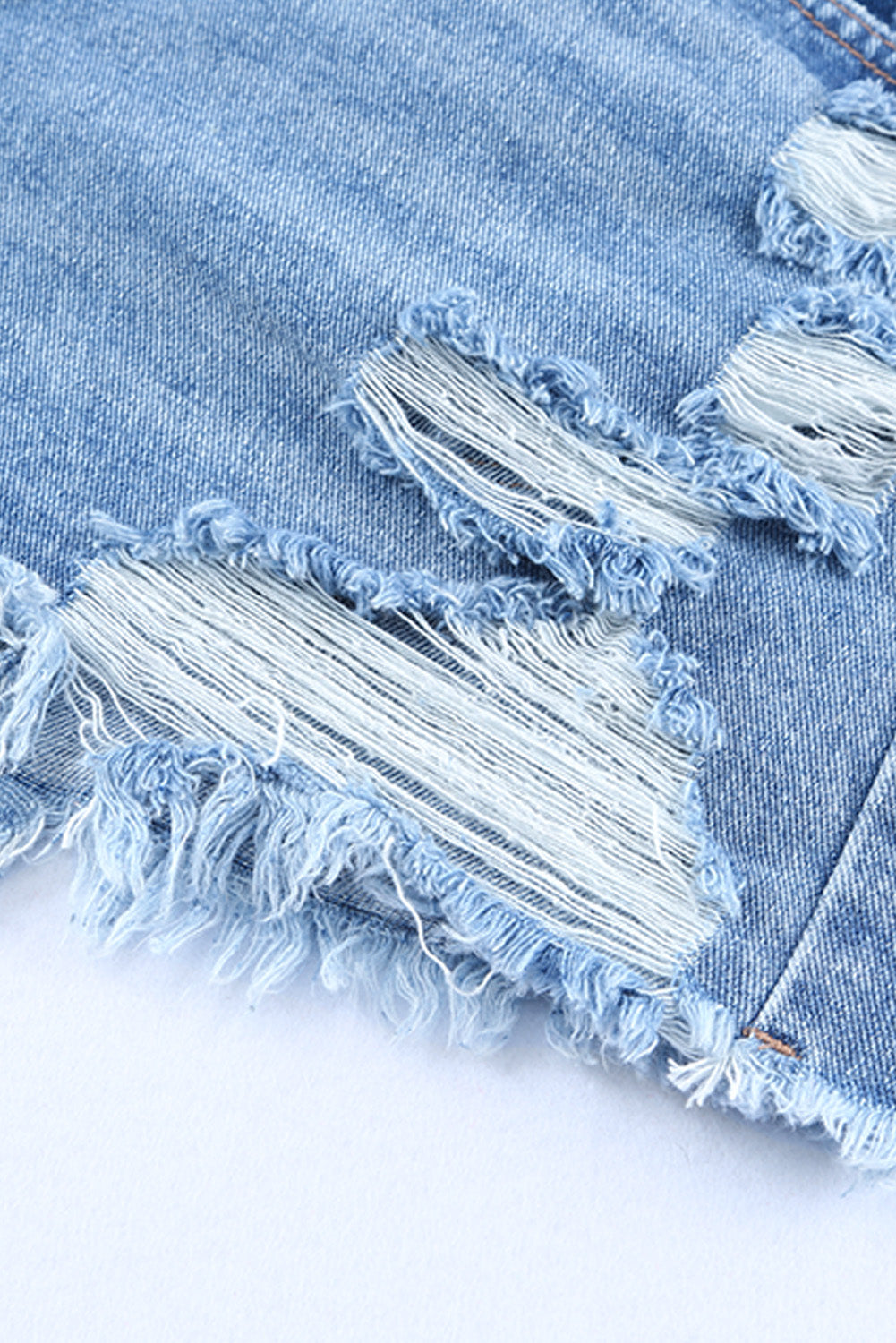 Mid-Rise Factory Distressed Denim Blue Jeans