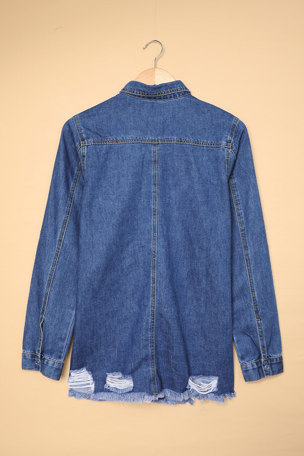 Long Sleeve Button-down Denim Blue Jean Shirt