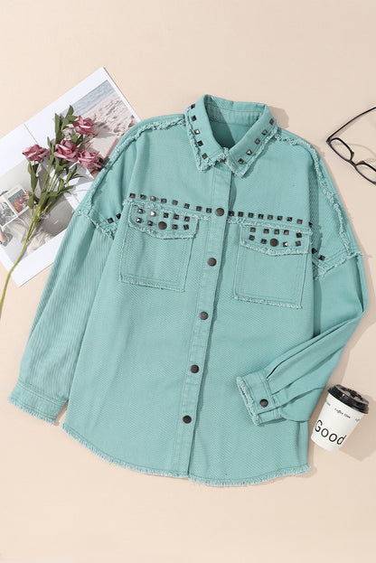 Long Sleeve Snap Front Denim Shirt Jacket