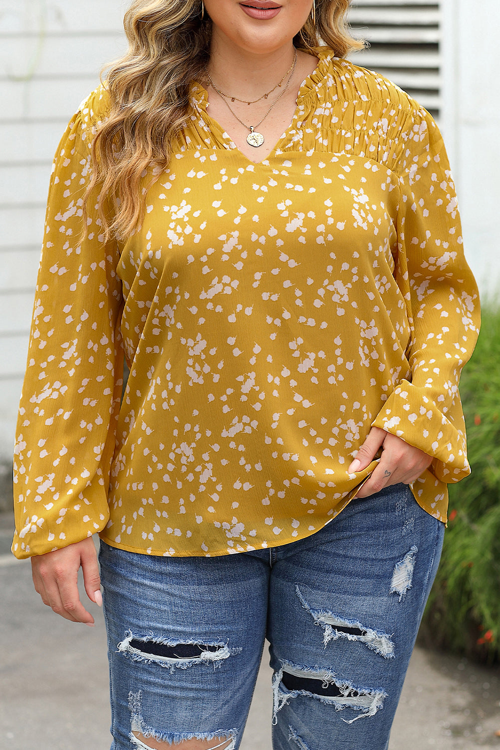 Long Sleeve V-neck plus Size top