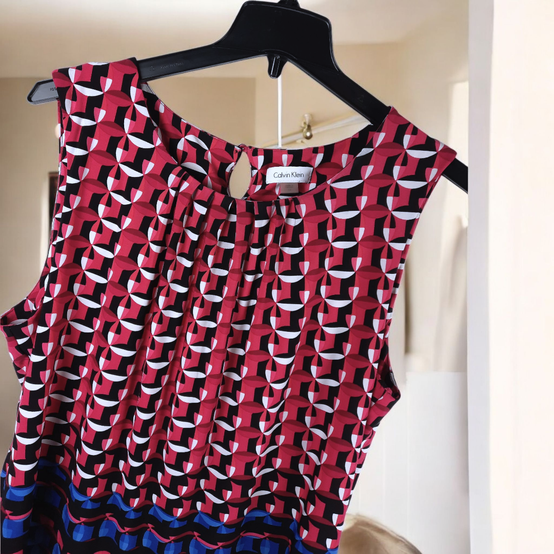 Calvin Klein Sleeveless Geometric Print Top
