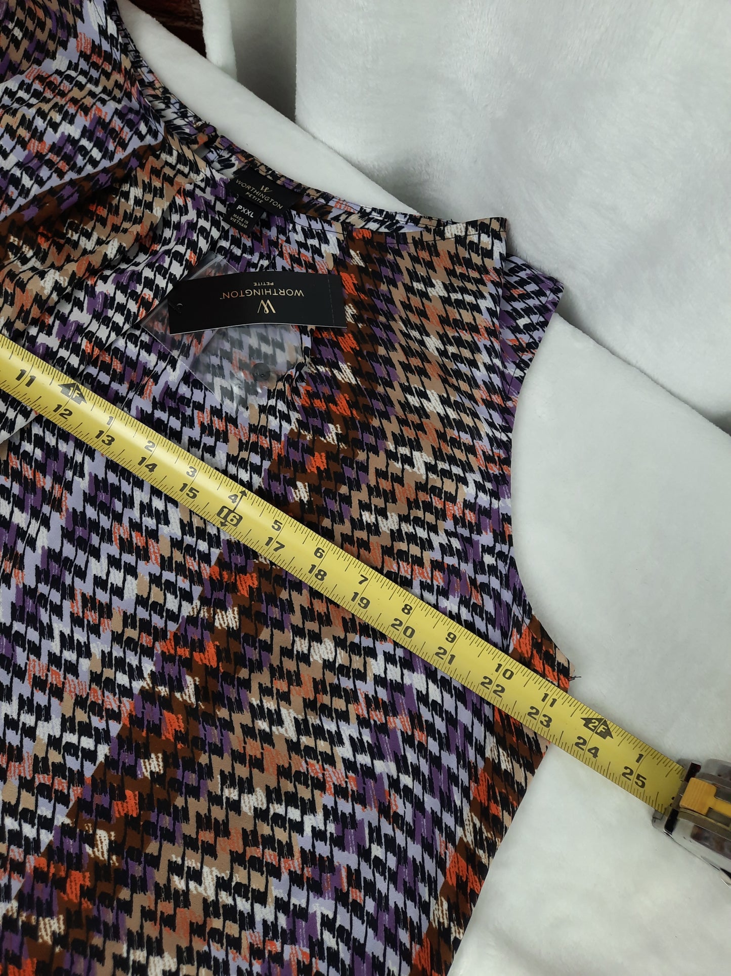 Worthington Sleeveless Top Blouse SizePXXL Multicolor Geometric Print