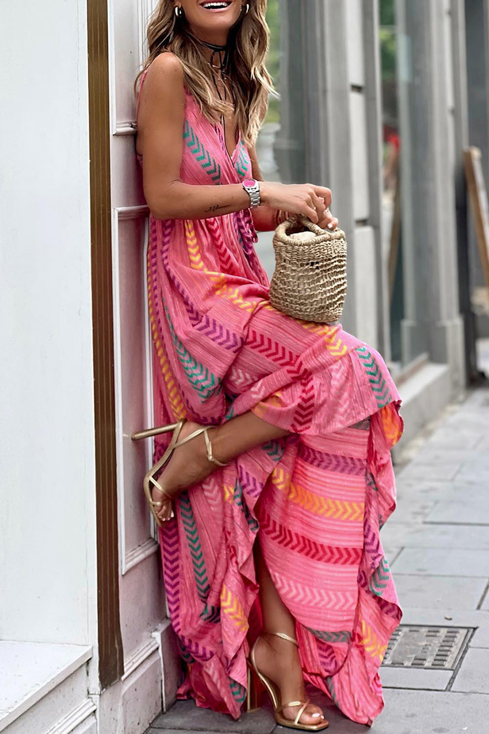 Sleeveless V-neck Maxi Dress