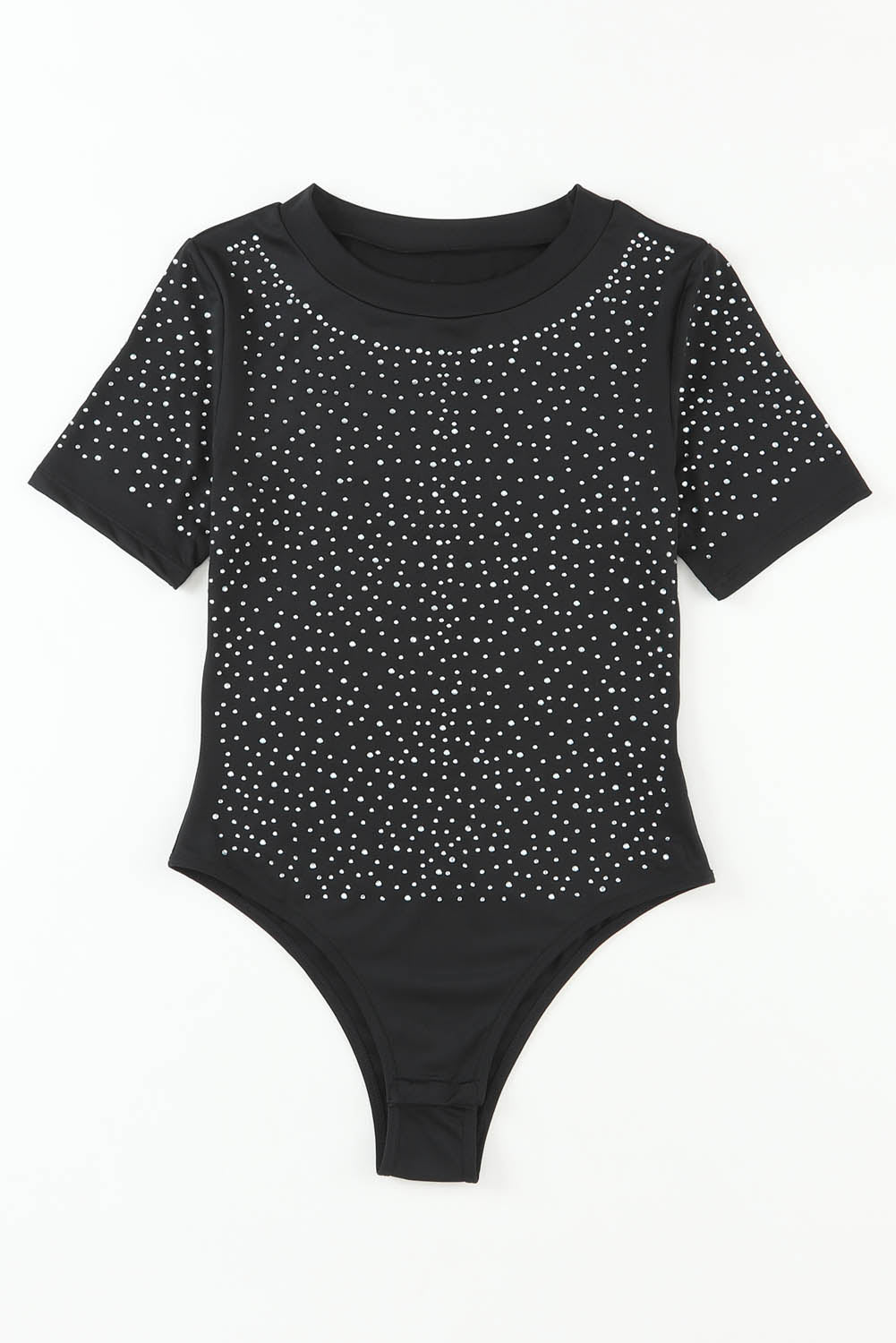 Short Sleeve Sheer Black Studded Bodysuit