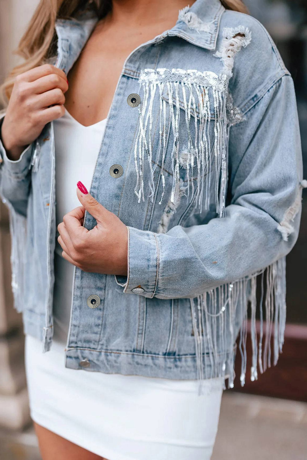 Long Sleeve Button-down Denim Jean Jacket