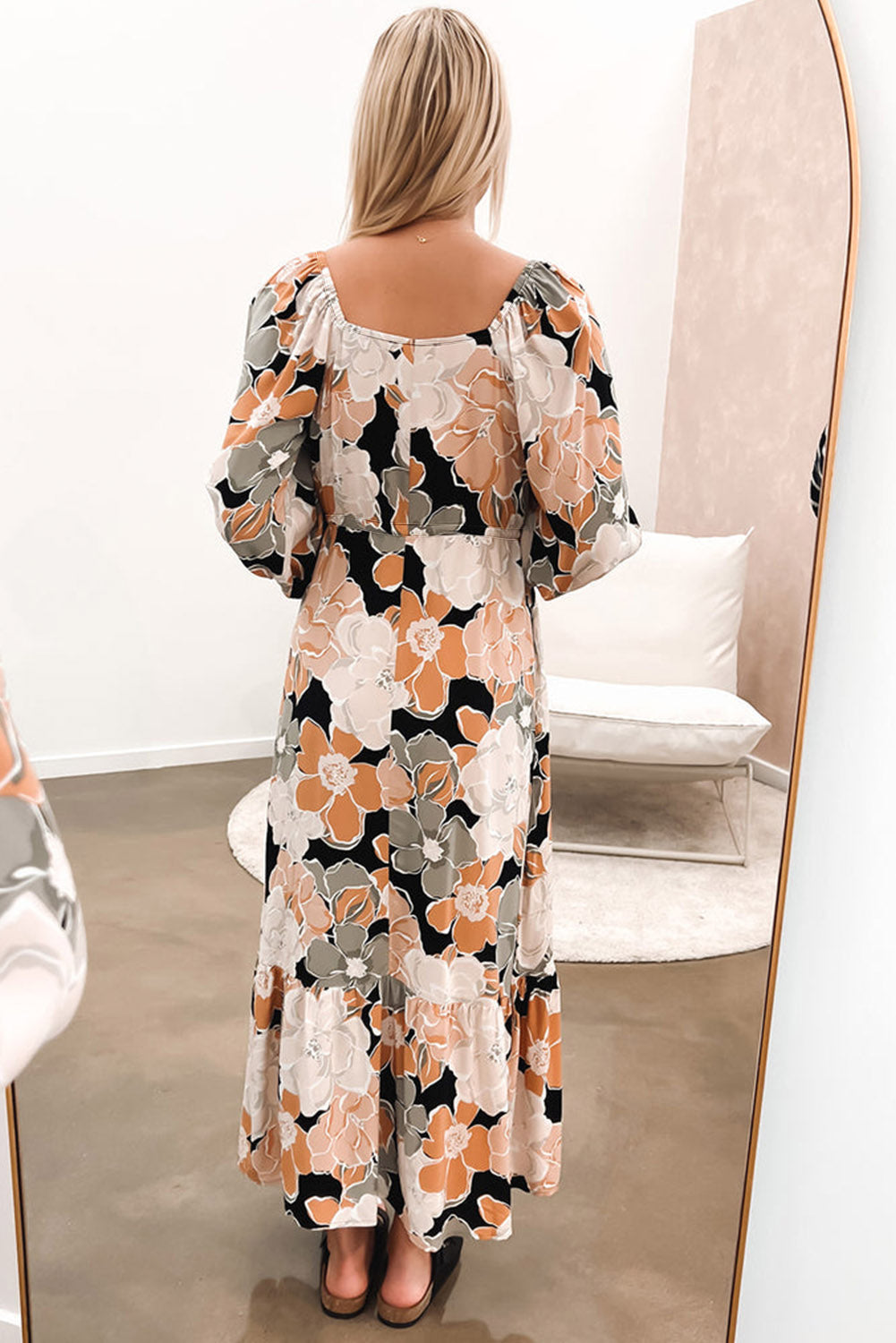 Long Sleeve Floral Print Maxi Dress