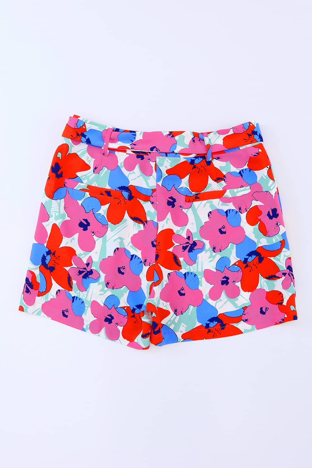 High Rise Elastic Drawstring Waist Floral Print Shorts