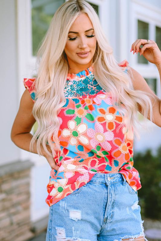 Flutter Sleeve Floral Print Top