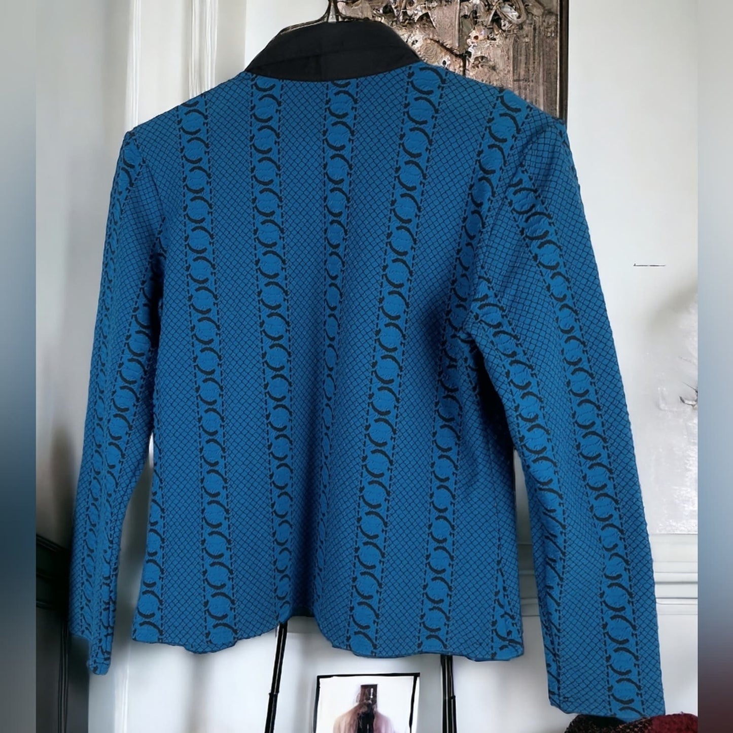 Stera Blue Snakeskin Zip Front Blazer Jacket