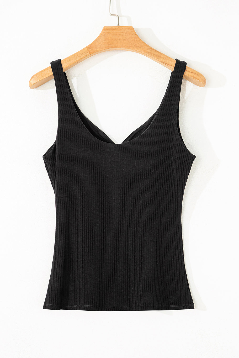 Sleeveless Sweetheart Neckline Ribbed Black Tank Top