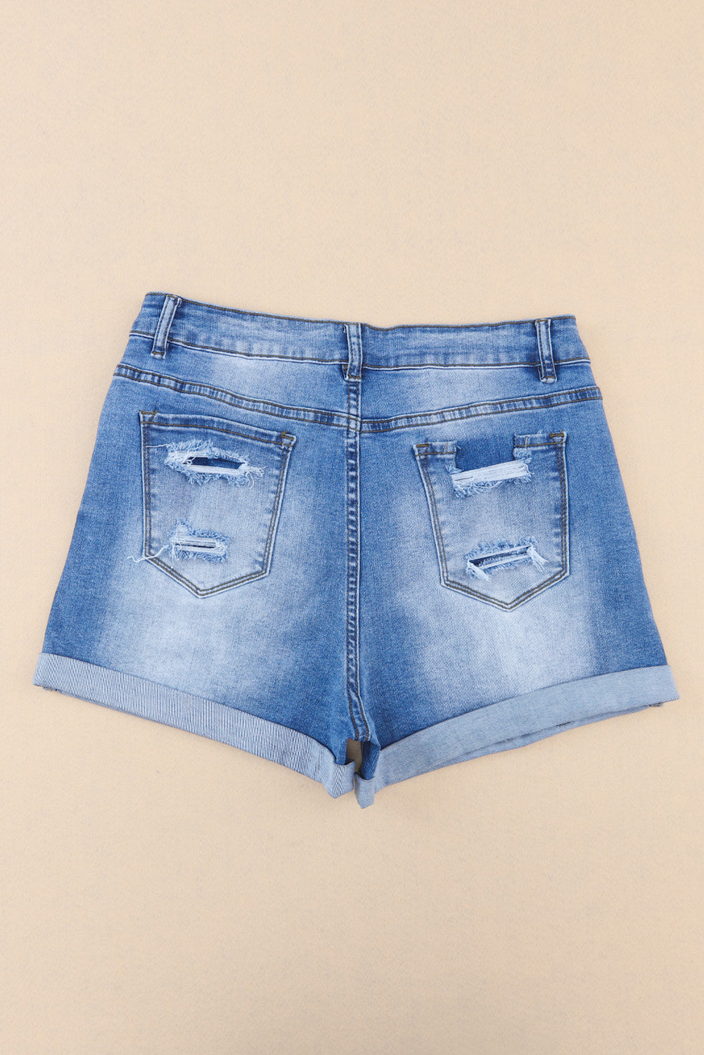 High Rise Distressed Denim Jean Shorts