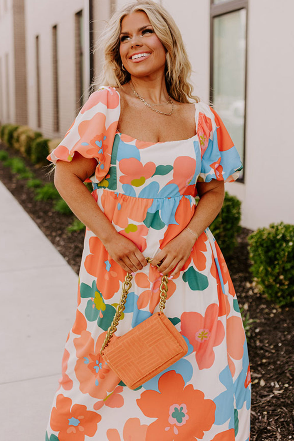 Short Sleeve Floral Print Maxi Dress