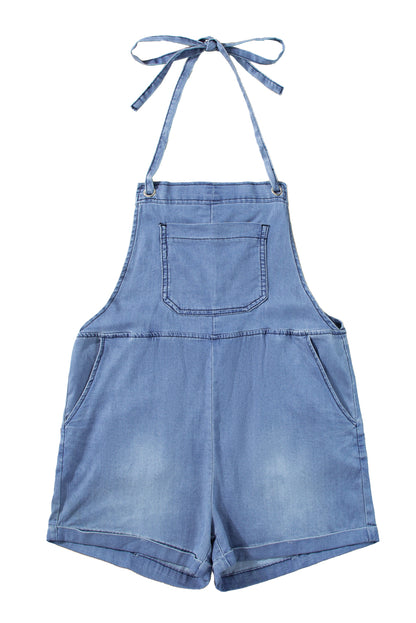 Sleeveless Chambray Denim Blue Jean Romper