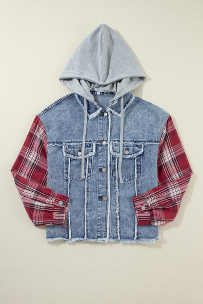 Long Sleeve Denim and Flannel  Button-down Jacket