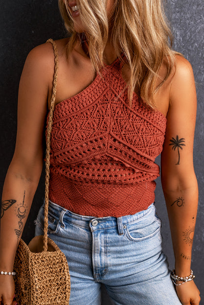 Sleeveless Loose Knit Crochet Tank Top