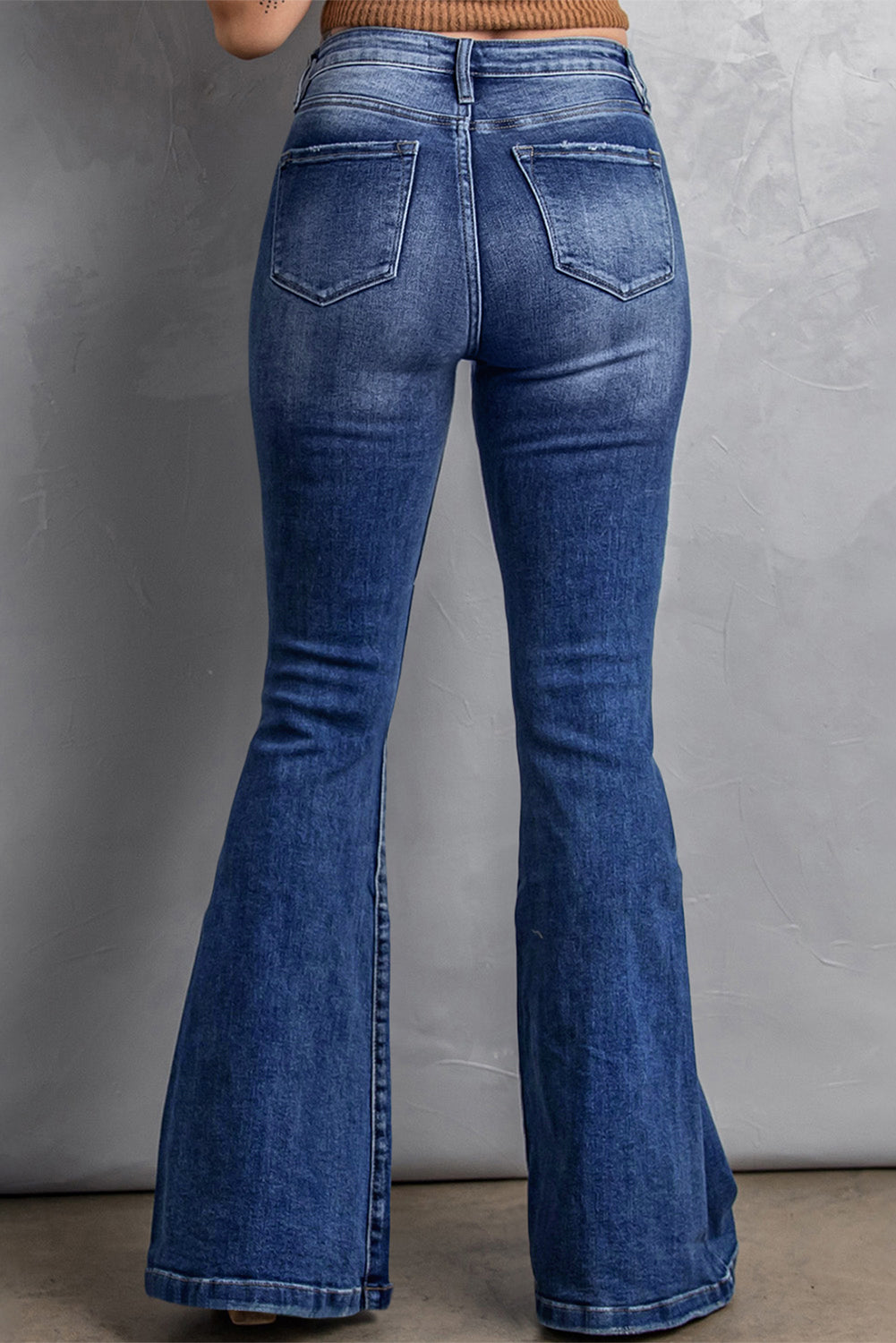 Mid-rise Flared Leg Denim Blue Jeans