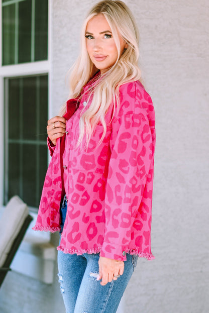 Long Sleeve Button-down Pink Denim Jean Jacket