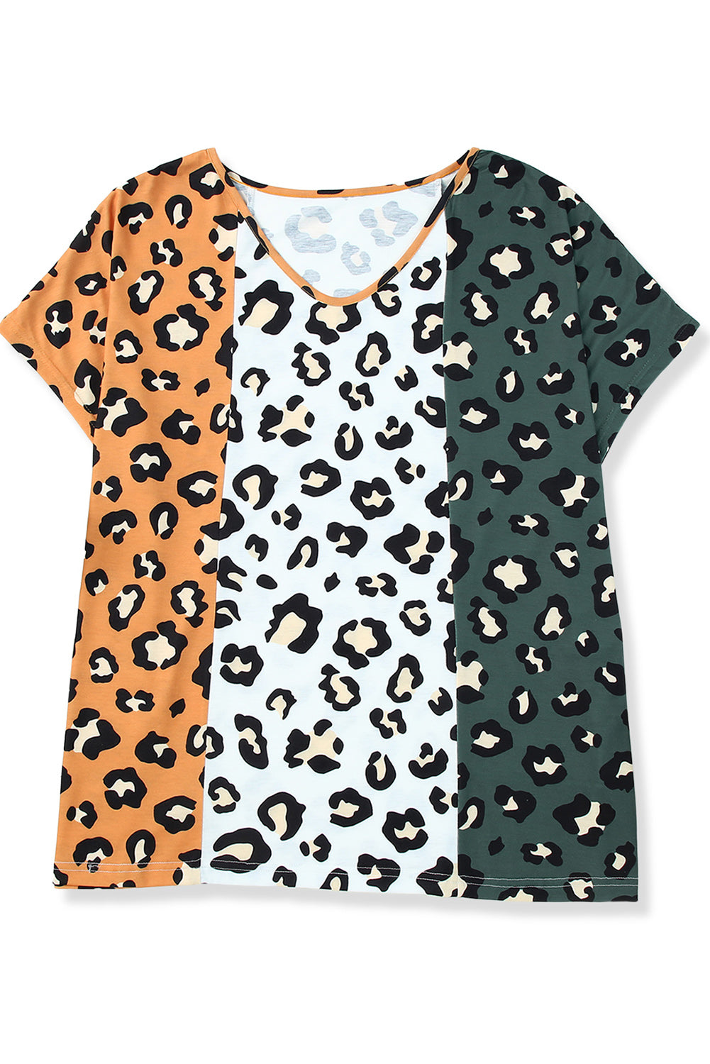 Short Sleeve Leopard Print Plus Size Top