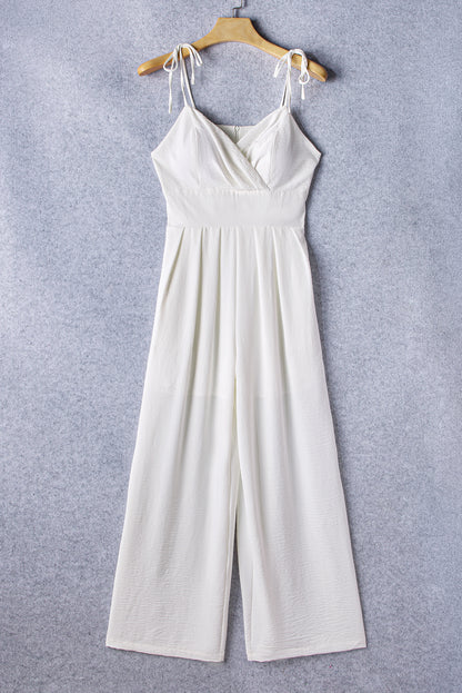 Sleeveless Wide Leg White Evening Jumpsuit