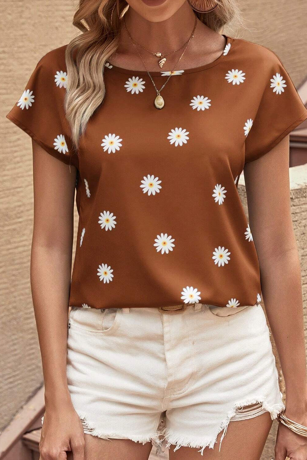 Short Sleeve Floral Print Top