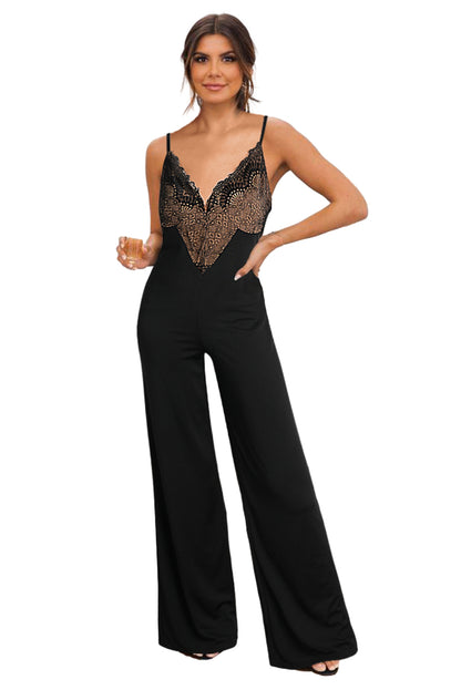 Sleeveless V-neck Elegant Black Jumpsuit