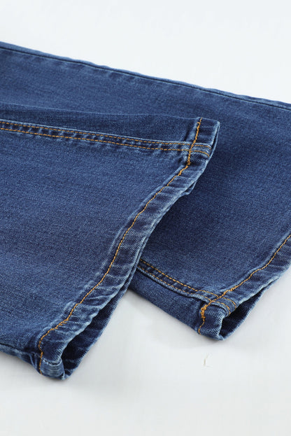 Low Rise Flared Leg Blue Jeans