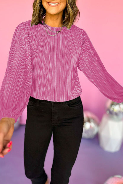 Long Sleeve Shimmering Pink Top