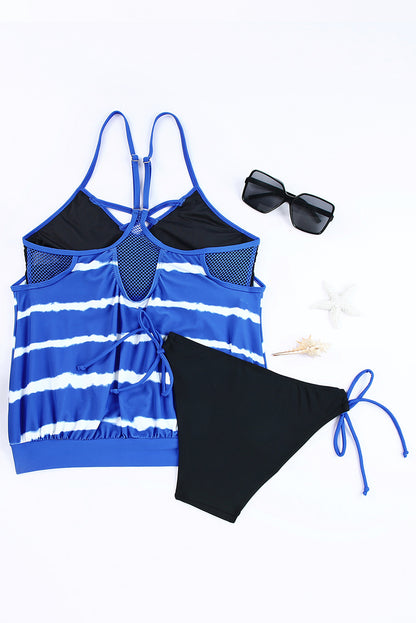 Two-piece Striped Racer-Back Tankini Swimsuit