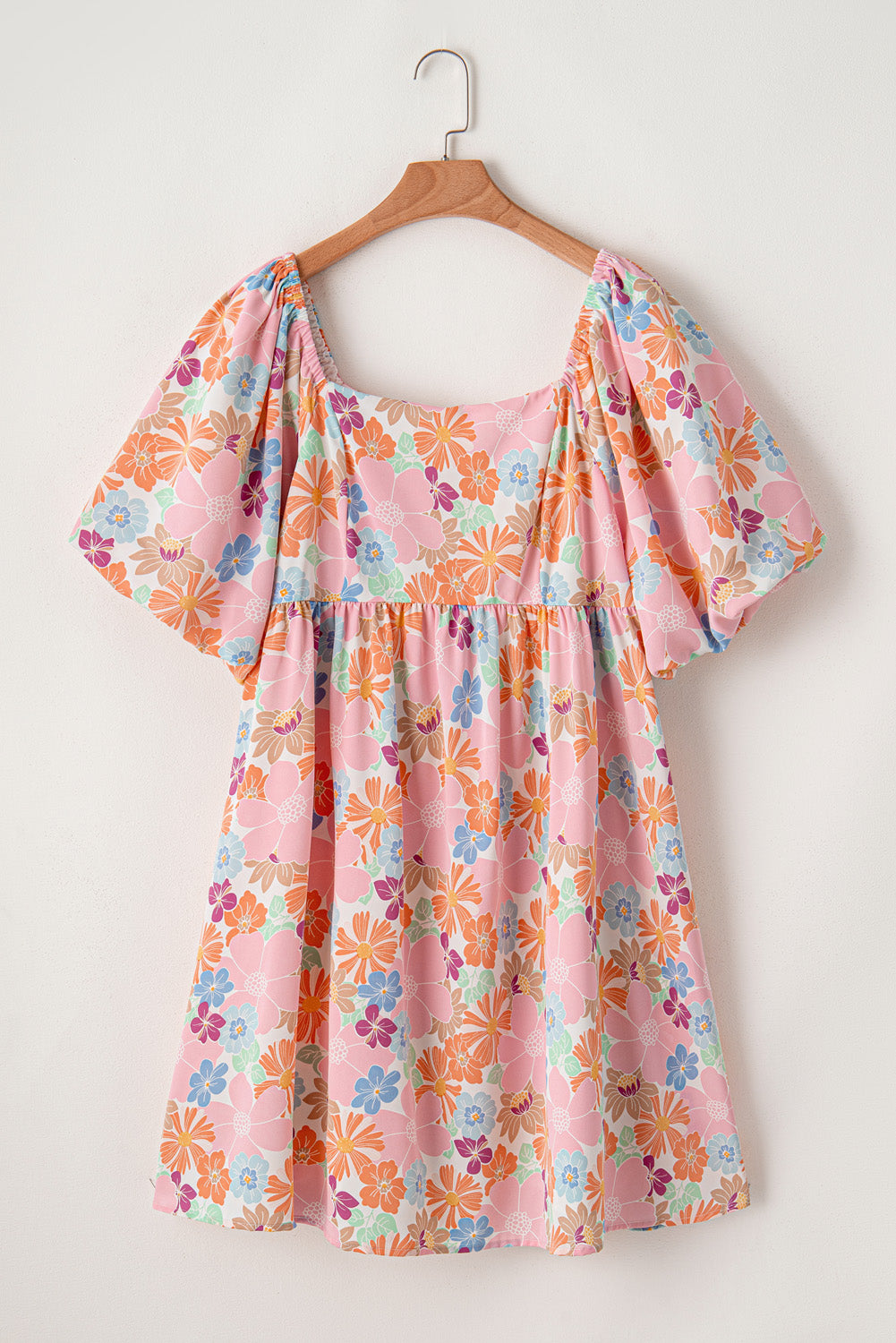 Short Sleeve Floral Print Plus Size Mini Dress