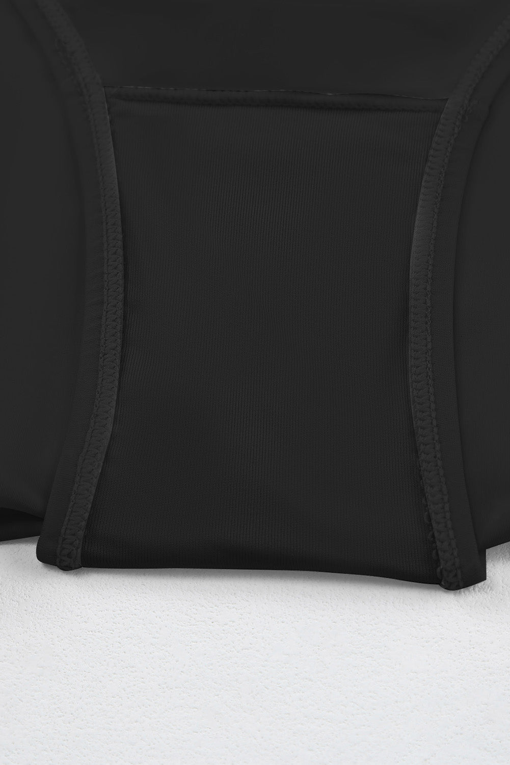 Sleeveless Black Solid Square Neck Tankini Swimsuit