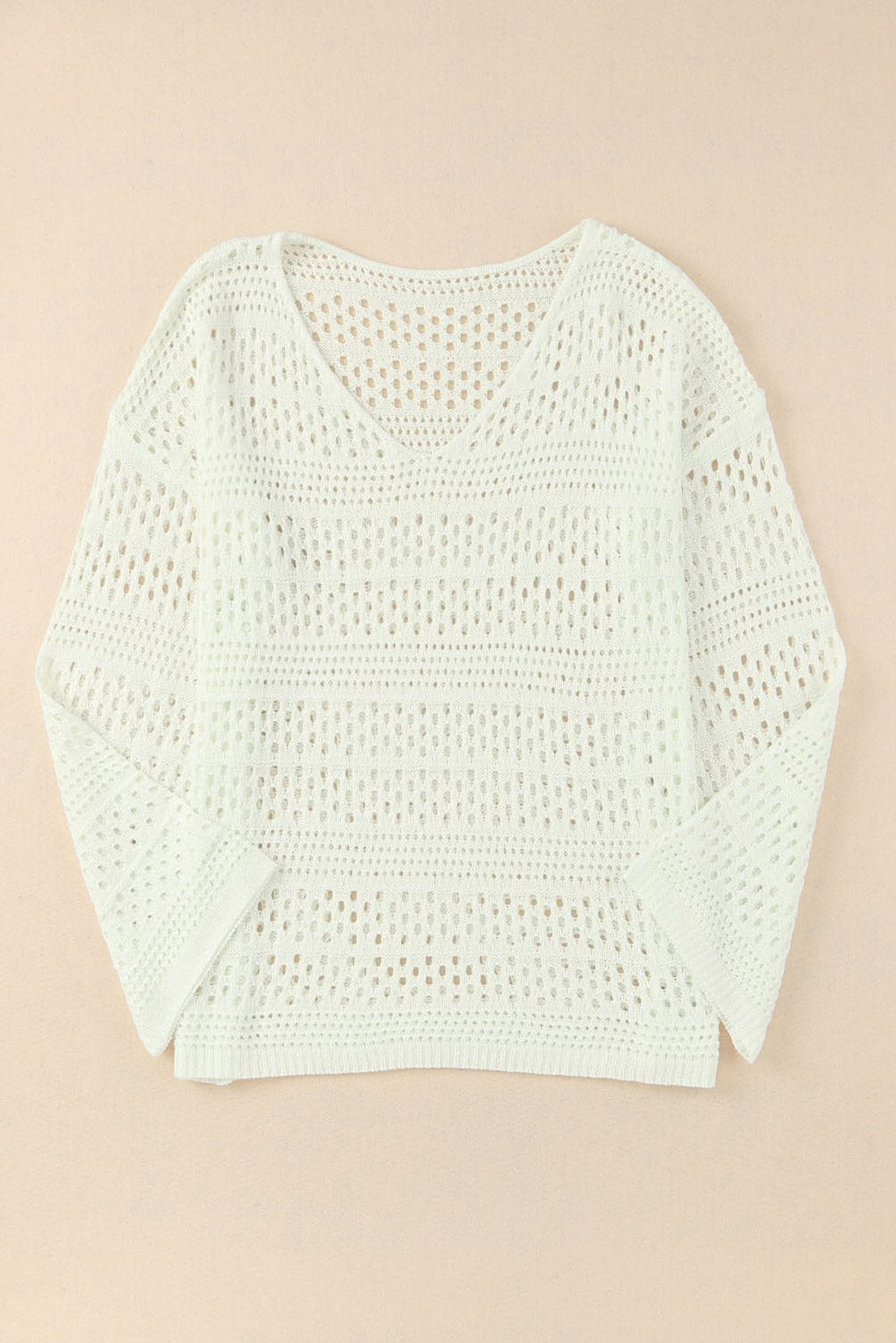 Long Sleeve Loose Knit Crochet Beach Cover-up