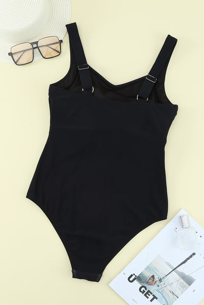 One Piece Black Striped Swimsuit