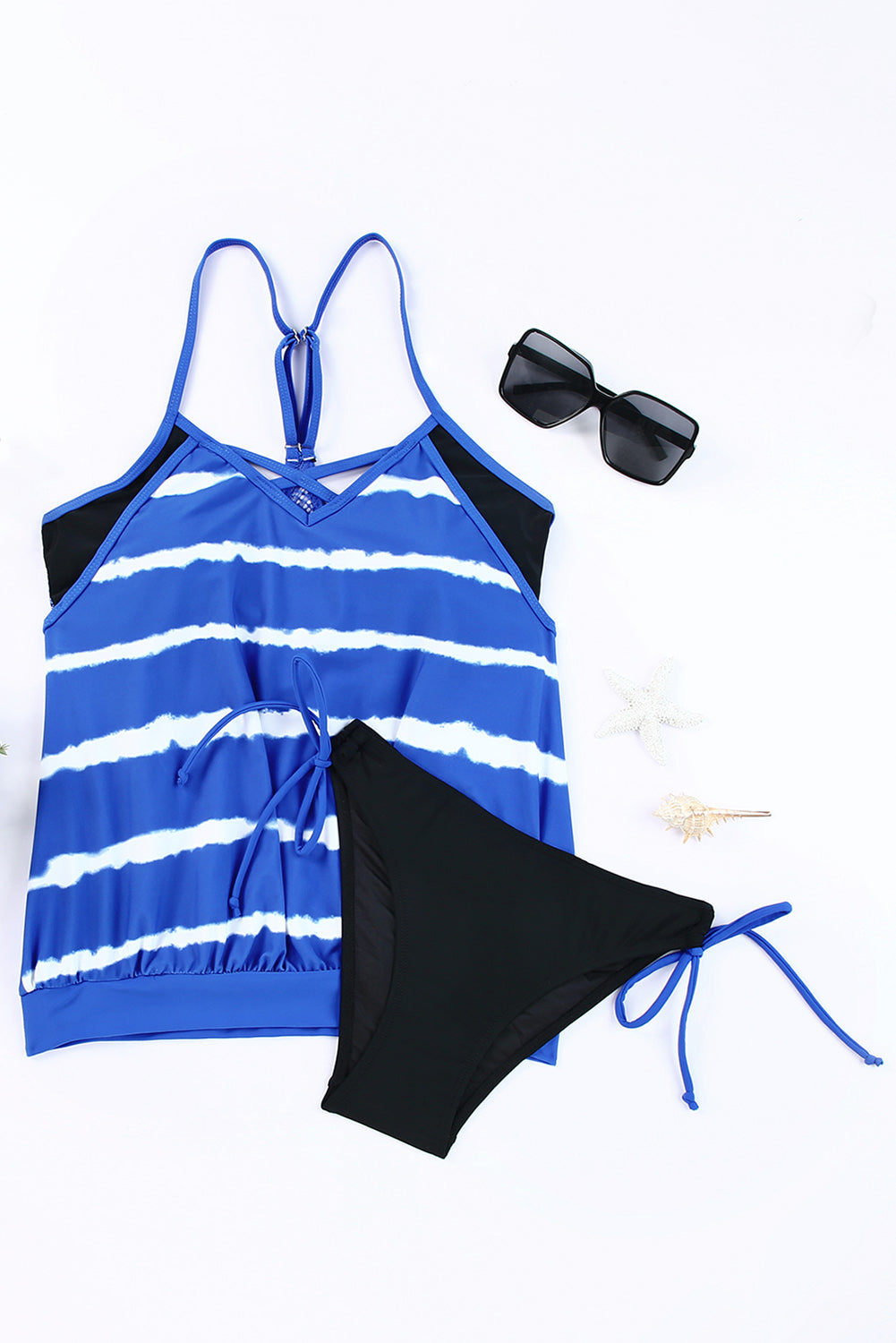 Two-piece Striped Racer-Back Tankini Swimsuit