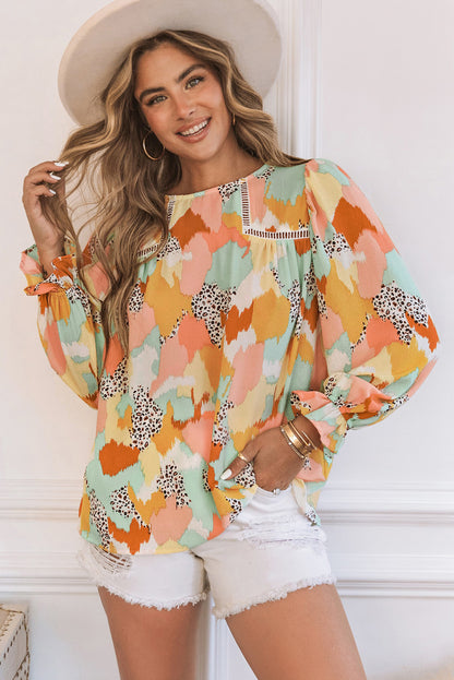 Long Sleeve Abstract Print Top