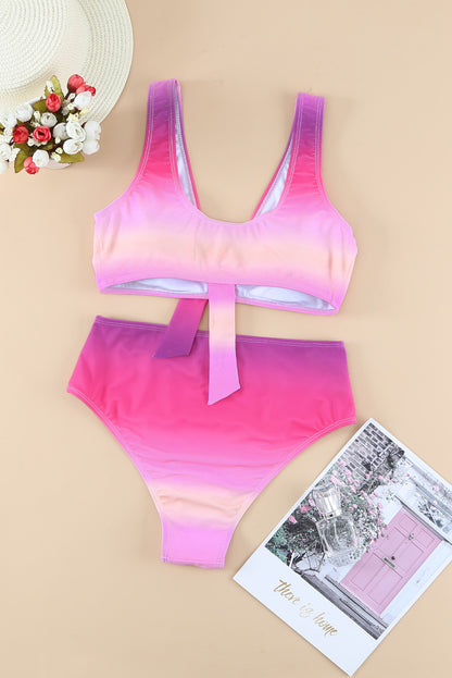 Two-Piece Pink & Purple Gradient Swimsuit