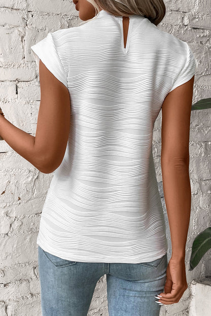 Cap Sleeve Textured White Tank Top