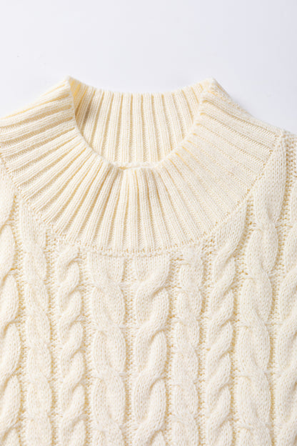 Cap Sleeve Off White Cable Knit Sweater