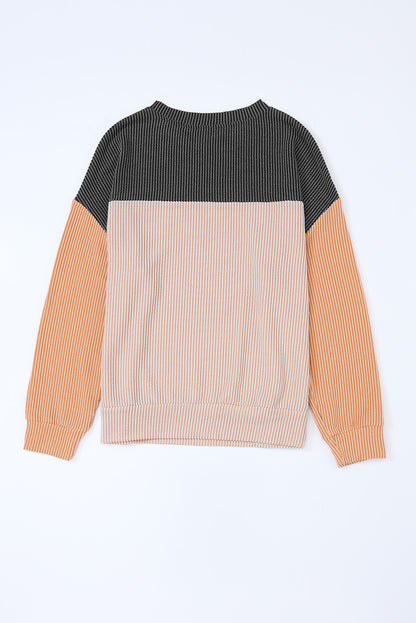 Long Sleeve Crew Neck Colorblock Sweater