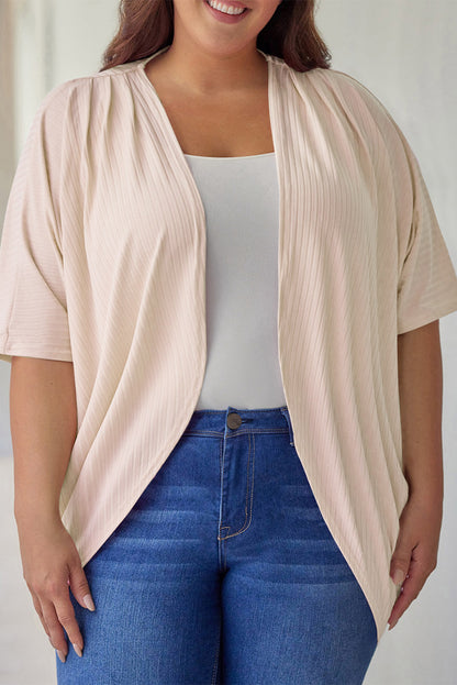 Half Sleeve Open Front Plus Size Cardigan