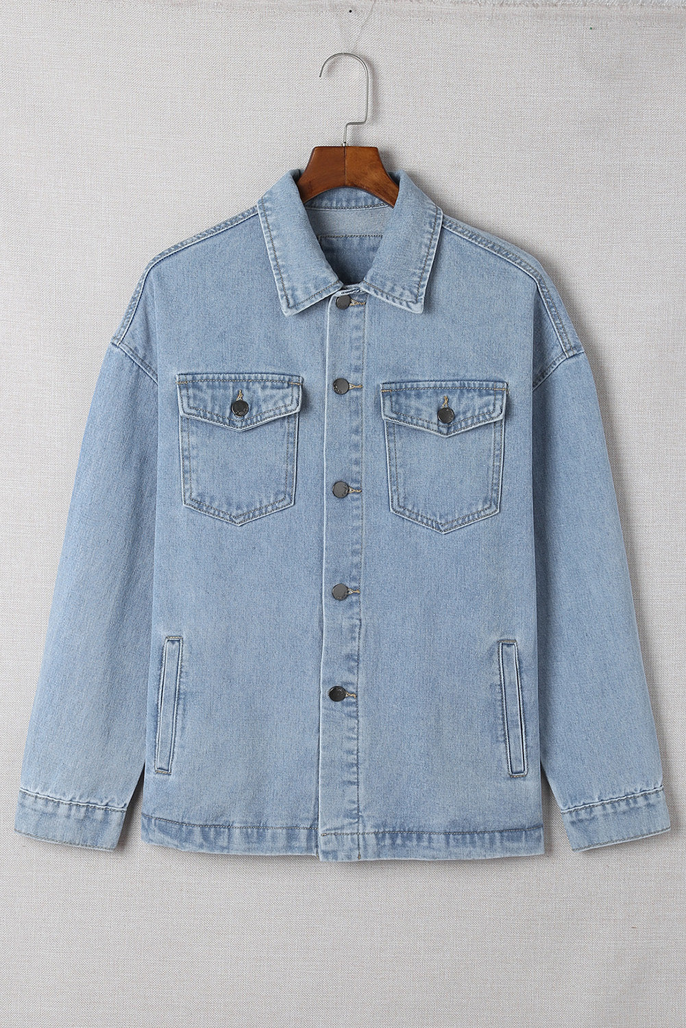 Long Sleeve Button-down Denim Jean Shirt