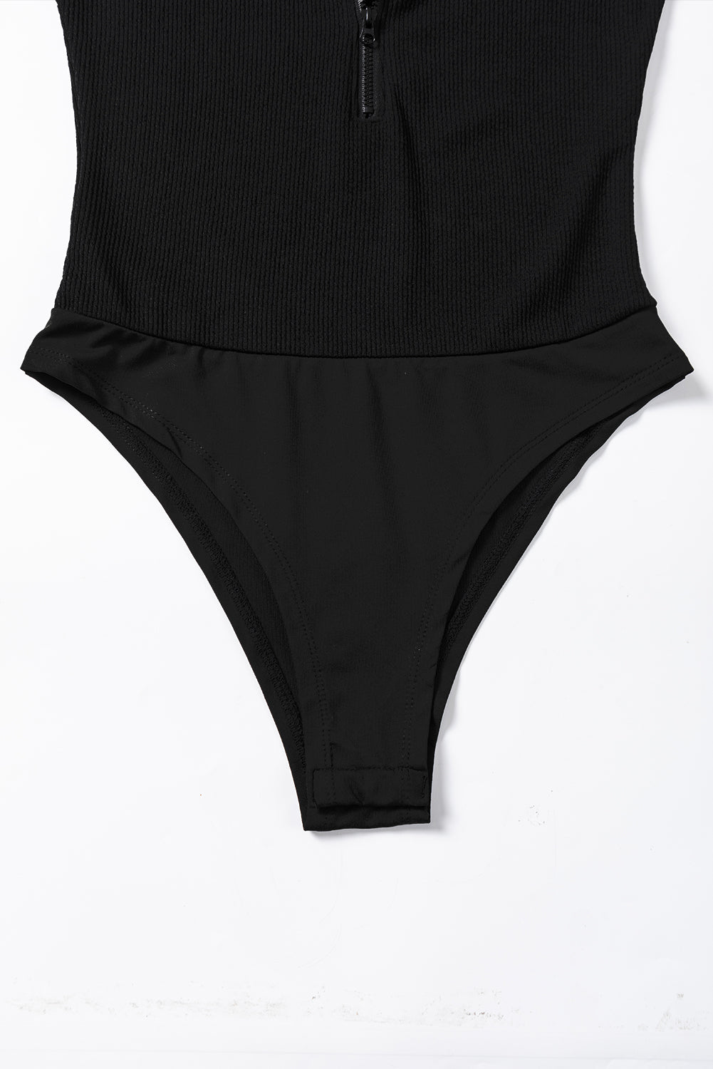 Sleeveless Quarter Zip Black Bodysuit