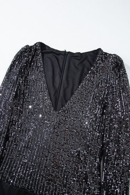 Long Sleeve V-neck Sequin Bodysuit