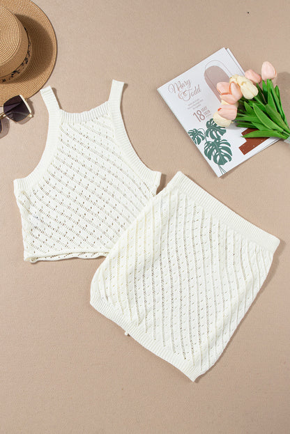 Two-piece Loose knit Crochet Skirt and Top