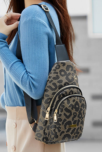 Faux Leather Leopard print Sling Bag