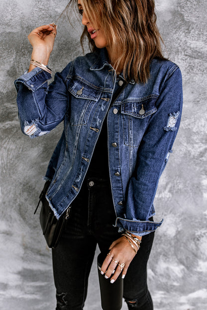 Long Sleeve Button-down Denim Jean Jacket